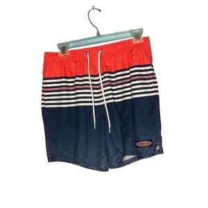 Vineyard Vines Swim Trunks Mens Small Blue Stripe Summer Beach Pool Pockets